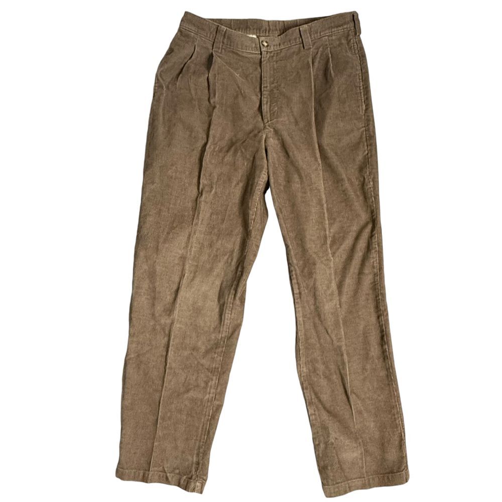 LL Bean Brown Corduroy Pants Men Size 34 34‎ Distressed Pockets Normcore